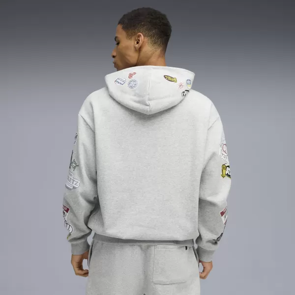  Hanorac pentru bărbați PUMA HOOPERHOTLINE PULLOVER HOODIE 63282703 ERICA GRI DESCHIS 