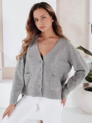 Cardigan pentru doamne DSTREET MY2509 GRI ÎNCHIS