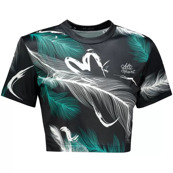  Crop top premium pentru femei ALTISPORT VOJ/ALW001TR07 ČERNÁ/TYRKYSOVÁ NEGRU/TURCOAZ 