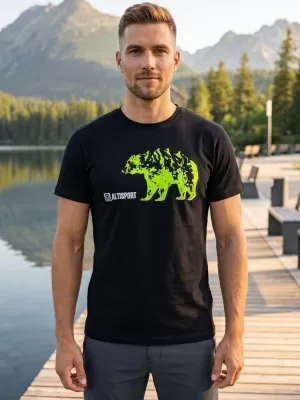Tricou pentru bărbați cu mâneci scurte ALTISPORT ALM193129 NEGRU -GREEN