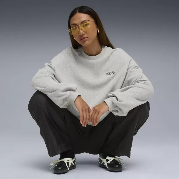  Panoul pentru doamne PUMA X ROSÉ OVERSIZED CREW 63380310 HEATHER GRI DESCHIS 