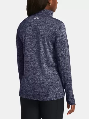 Tricou pentru femei UNDER ARMOUR TECH 1/2 ZIP- TWIST 1384225-410 ALBASTRU