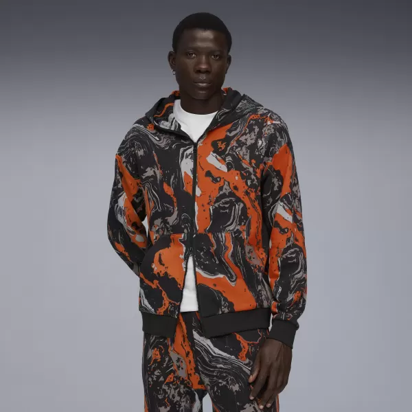  Hanorac pentru bărbați PUMA LAFRANCE HEEM ERA FULL ZIP 63247101 PORTOCALIU GLO/AOP 