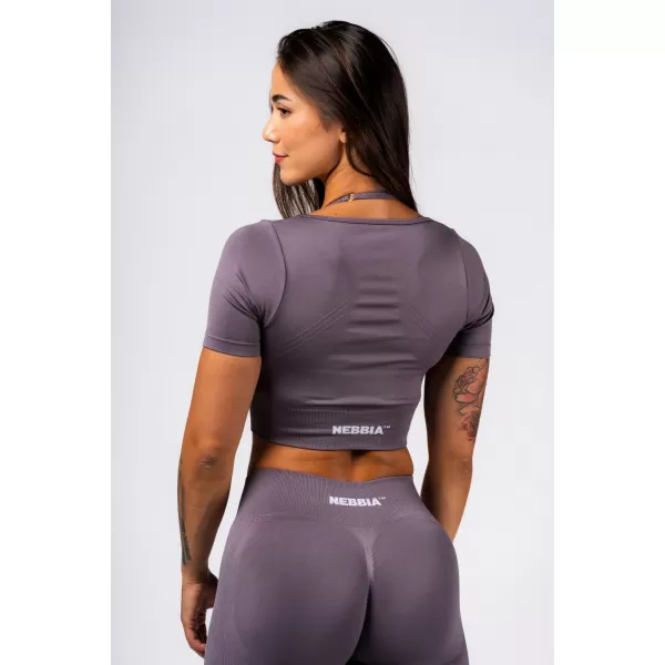  Crop top model fără cusături FLOW SEAMLESS 499 DARK GREY Nebbia 