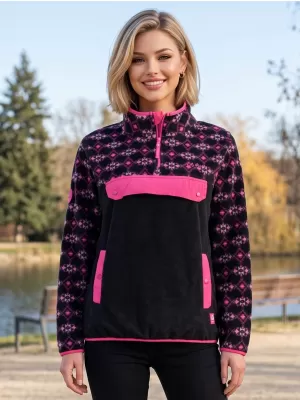 Hanorac de damă din fleece ALTISPORT GEMMY NEGRU/ROZ