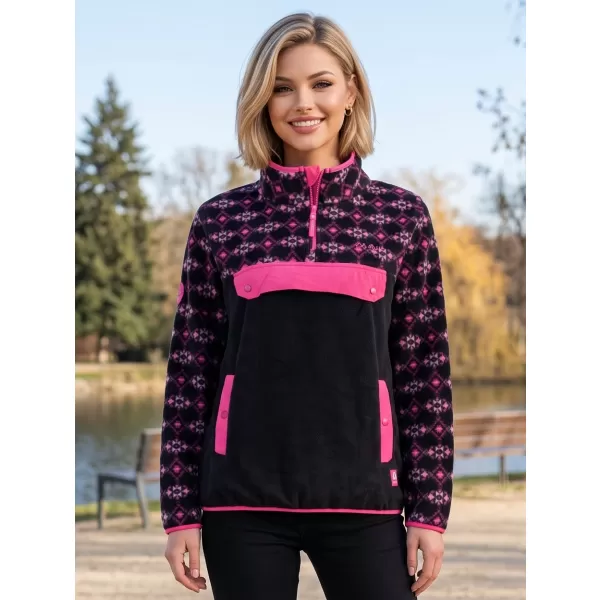  Hanorac de damă din fleece ALTISPORT GEMMY NEGRU/ROZ 