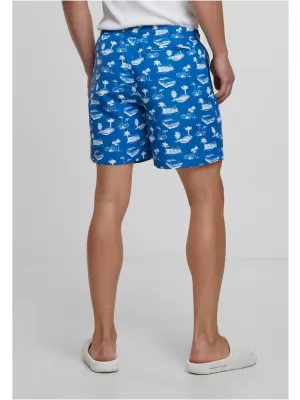Pantaloni scurți de baie URBAN CLASSICS TB2679 ALBASTRU STRĂLUCITOR/ALB