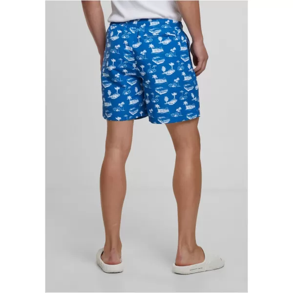  Pantaloni scurți de baie URBAN CLASSICS TB2679 ALBASTRU STRĂLUCITOR/ALB 