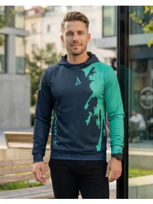 Premium cu hanorac funcțional pentru bărbați ALTISPORT VOJ/ALM112MI01 BLACK-TYRKYS