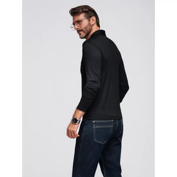  Tricou pentru bărbați cu guler OMBRE OM-POLS-0139 NEGRU 