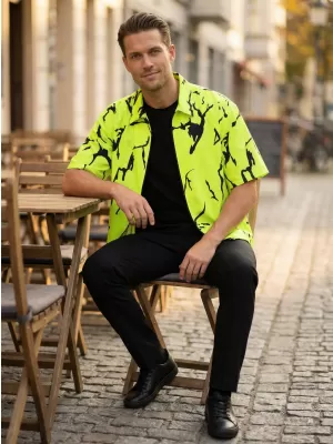Cămașă premium pentru bărbați ALTISPORT VOJ/ALM052KOS01 VERDE NEON