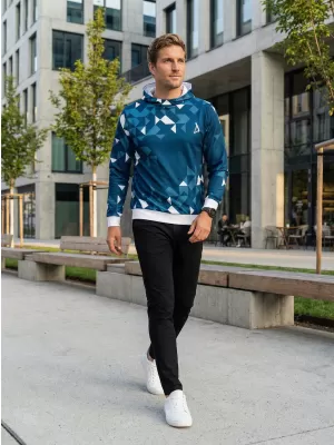 Hanorac funcțional premium pentru bărbați ALTISPORT VOJ/ALM108MI01 BLEUMARIN-ALB