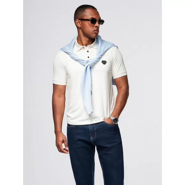  Mens t -thirt cu guler OMBRE OM-POSS-0150 CREMĂ 