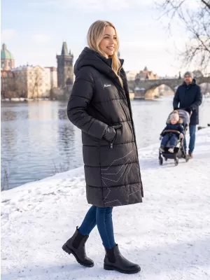 Palton de damă KIXMI VENECIA NEGRU/ALB