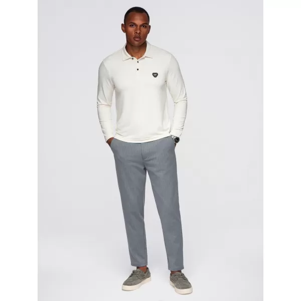  Tricou pentru bărbați cu guler OMBRE OM-POLS-0139 CREMĂ 