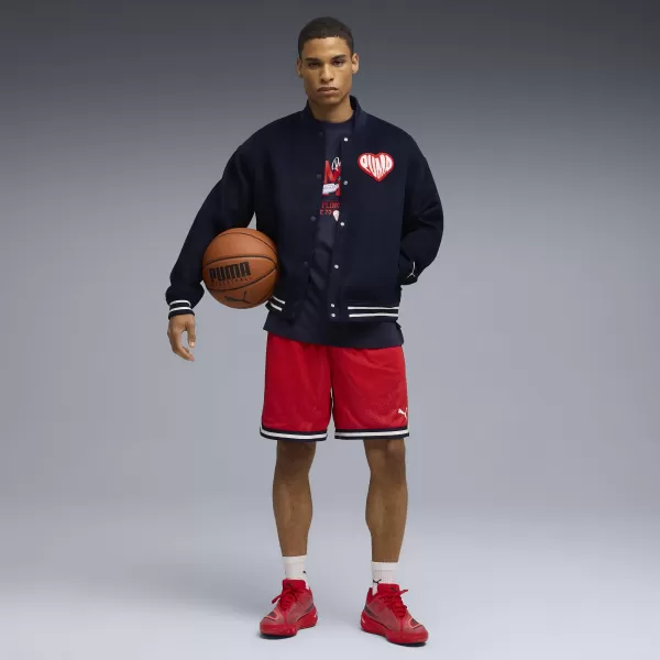  Pantaloni scurţi PUMA HOOPERHOTLINE AOP 7" SHORTS 63283701 PENTRU TOATE TIMPURILE ROȘII/AOP 