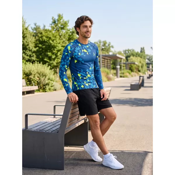  Cămașă de compresie funcțională premium pentru bărbați ALTISPORT VOJ/ALM108TR03 BLEUMARIN-GALBEN NEON 