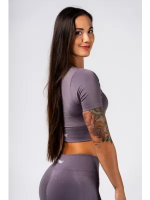Crop top model fără cusături FLOW SEAMLESS 499 DARK GREY Nebbia