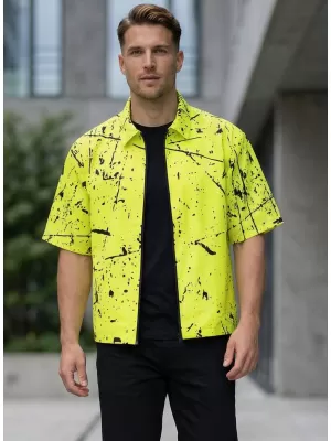 Cămașă premium pentru bărbați ALTISPORT VOJ/ALM034KOS01 GALBEN NEON