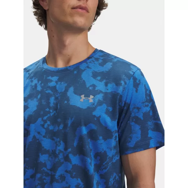  Tricou pentru bărbați UNDER ARMOUR UA LAUNCH PRINTED SS ALBASTRU 