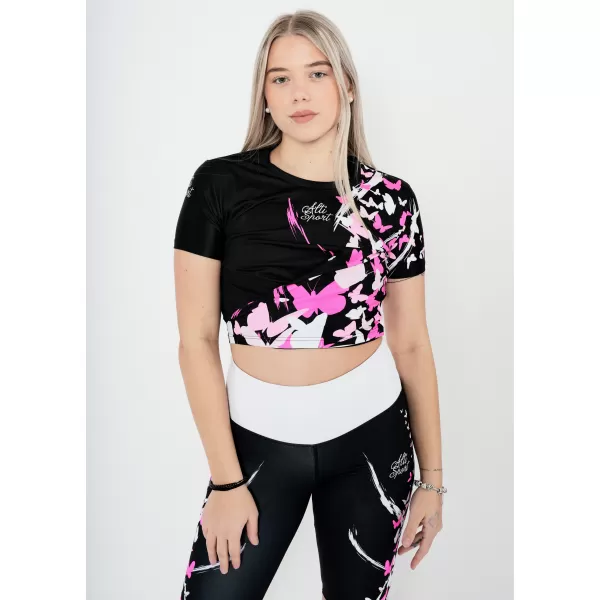  Crop top funcțional premium pentru femei ALTISPORT VOJ/ALW022TR07 ČERNORŮŽOVÁ ROZ NEGRU 