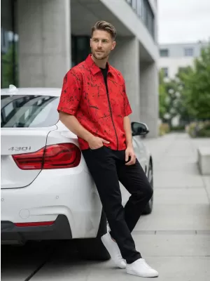 Cămașă premium pentru bărbați ALTISPORT VOJ/ALM034KOS01 ROŞU