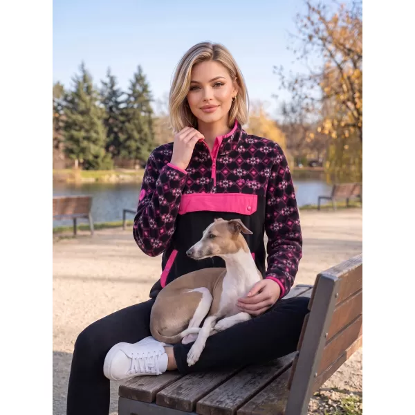  Hanorac de damă din fleece ALTISPORT GEMMY NEGRU/ROZ 