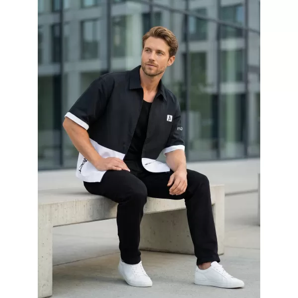  Cămașă premium pentru bărbați ALTISPORT VOJ/ALM051KOS01 ALB-NEGRU 