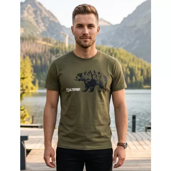  Tricou pentru bărbați cu mâneci scurte ALTISPORT ALM193129 KAKI 