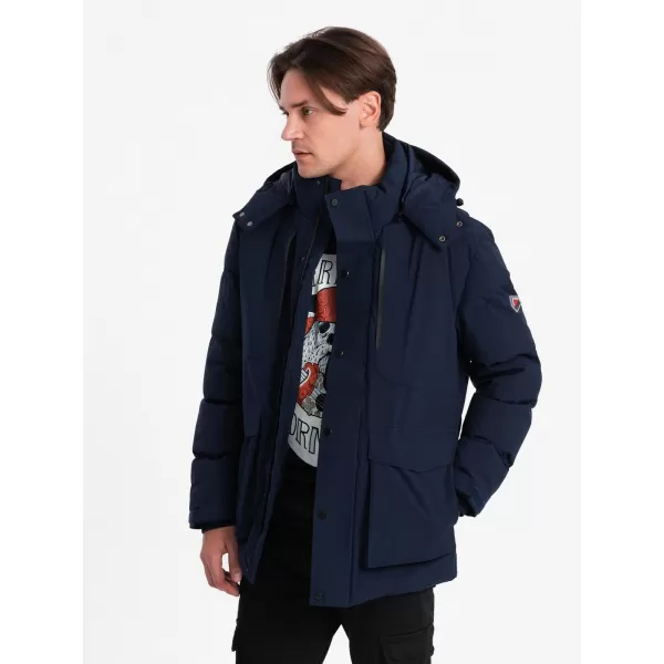  Geacă de iarnă pentru bărbați OMBRE OM-JAHP-0306 ALBASTRU MARIN 