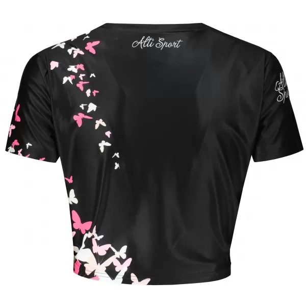  Crop top funcțional premium pentru femei ALTISPORT VOJ/ALW022TR07 ČERNORŮŽOVÁ ROZ NEGRU 