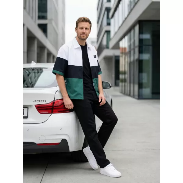  Cămașă premium pentru bărbați ALTISPORT VOJ/ALM051KOS01 ALB VERDE 