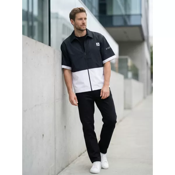 Cămașă premium pentru bărbați ALTISPORT VOJ/ALM051KOS01 ALB-NEGRU 