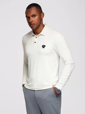 Tricou pentru bărbați cu guler OMBRE OM-POLS-0139 CREMĂ