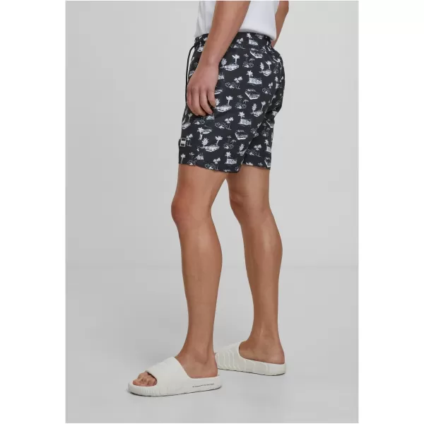  Pantaloni scurți de baie URBAN CLASSICS TB2679 NEGRU/ALB 