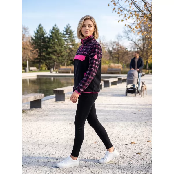  Hanorac de damă din fleece ALTISPORT GEMMY NEGRU/ROZ 