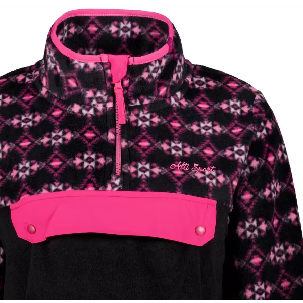  Hanorac de damă din fleece ALTISPORT GEMMY NEGRU/ROZ 