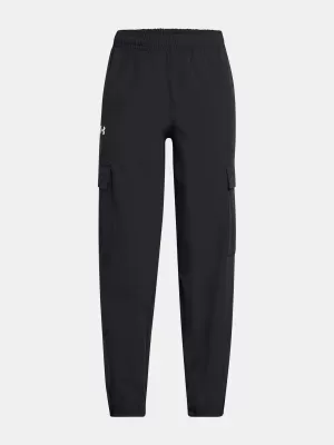 Pantaloni sport pentru fete UNDER ARMOUR UA RIVAL WOVEN CARGO PANTS 1386527-001 NEGRU