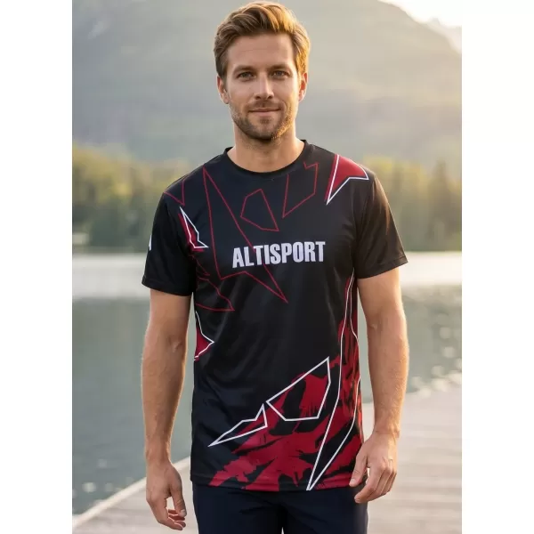 Cămașă de agrement pentru bărbați premium ALTISPORT VOJ/ALM123TR06 NEGRU-ROSU 