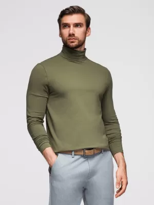 Cămaşă OMBRE OM-LSCL-0130 VERDE MĂSLIN ÎNCHIS