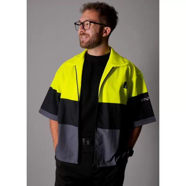  Cămașă premium pentru bărbați ALTISPORT VOJ/ALM051KOS01 GALBEN NEON/GRI 