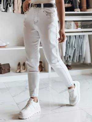 Pantalonii pentru doamne DSTREET UY2432 ALB
