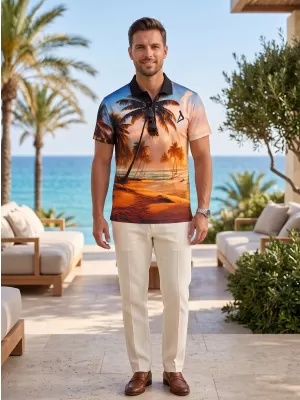 Tricou funcțional pentru bărbați cu guler premium ALTISPORT VOJ/ALM116TR05 PALMIERI