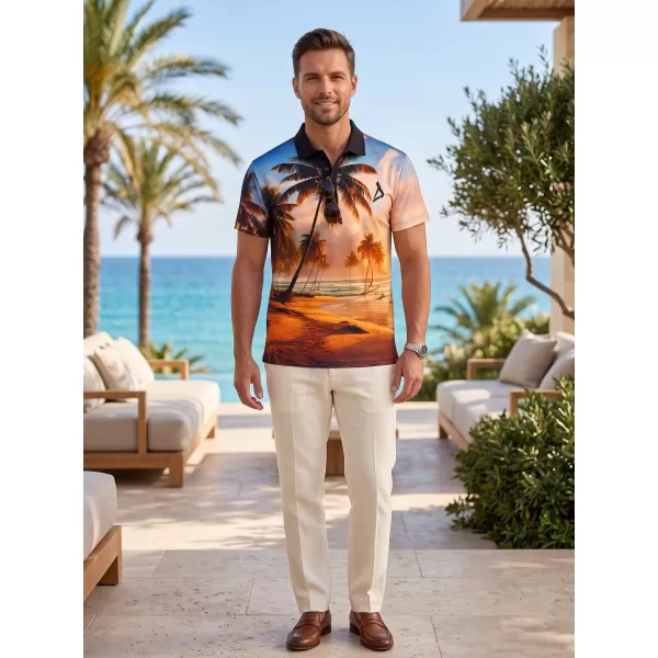  Tricou funcțional pentru bărbați cu guler premium ALTISPORT VOJ/ALM116TR05 PALMIERI 