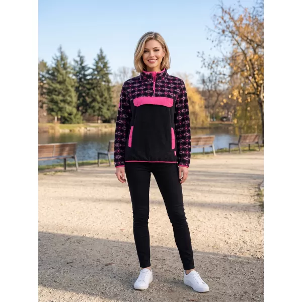  Hanorac de damă din fleece ALTISPORT GEMMY NEGRU/ROZ 