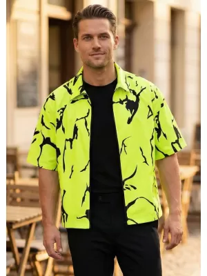 Cămașă premium pentru bărbați ALTISPORT VOJ/ALM052KOS01 VERDE NEON