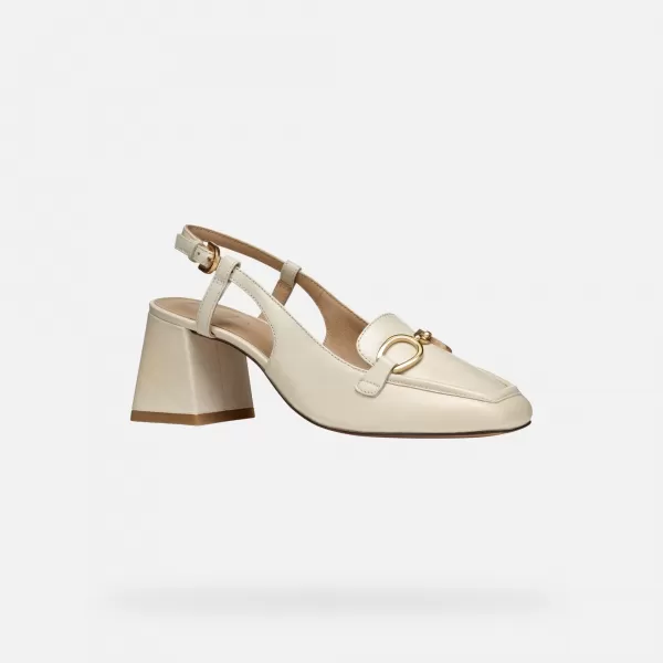  Pantofi de dama cu toc GEOX CORONILLA CREMOS 