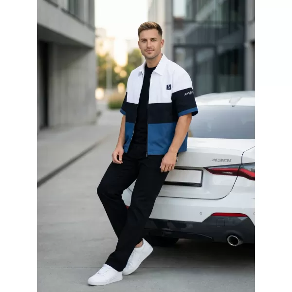  Cămașă premium pentru bărbați ALTISPORT VOJ/ALM051KOS01 ALB ALBASTRU 