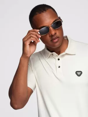 Mens t -thirt cu guler OMBRE OM-POSS-0150 CREMĂ