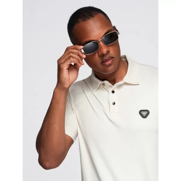  Mens t -thirt cu guler OMBRE OM-POSS-0150 CREMĂ 